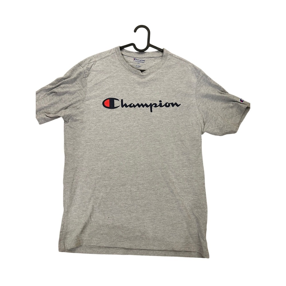 Champion Mens Heather Gray‎ Script Logo Graphic T-Shirt Large 1511734